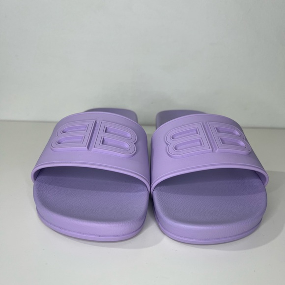 Balenciaga BB Logo Rubber Pool Wedge Slide Sandal Clog Heels - Picture 6 of 10